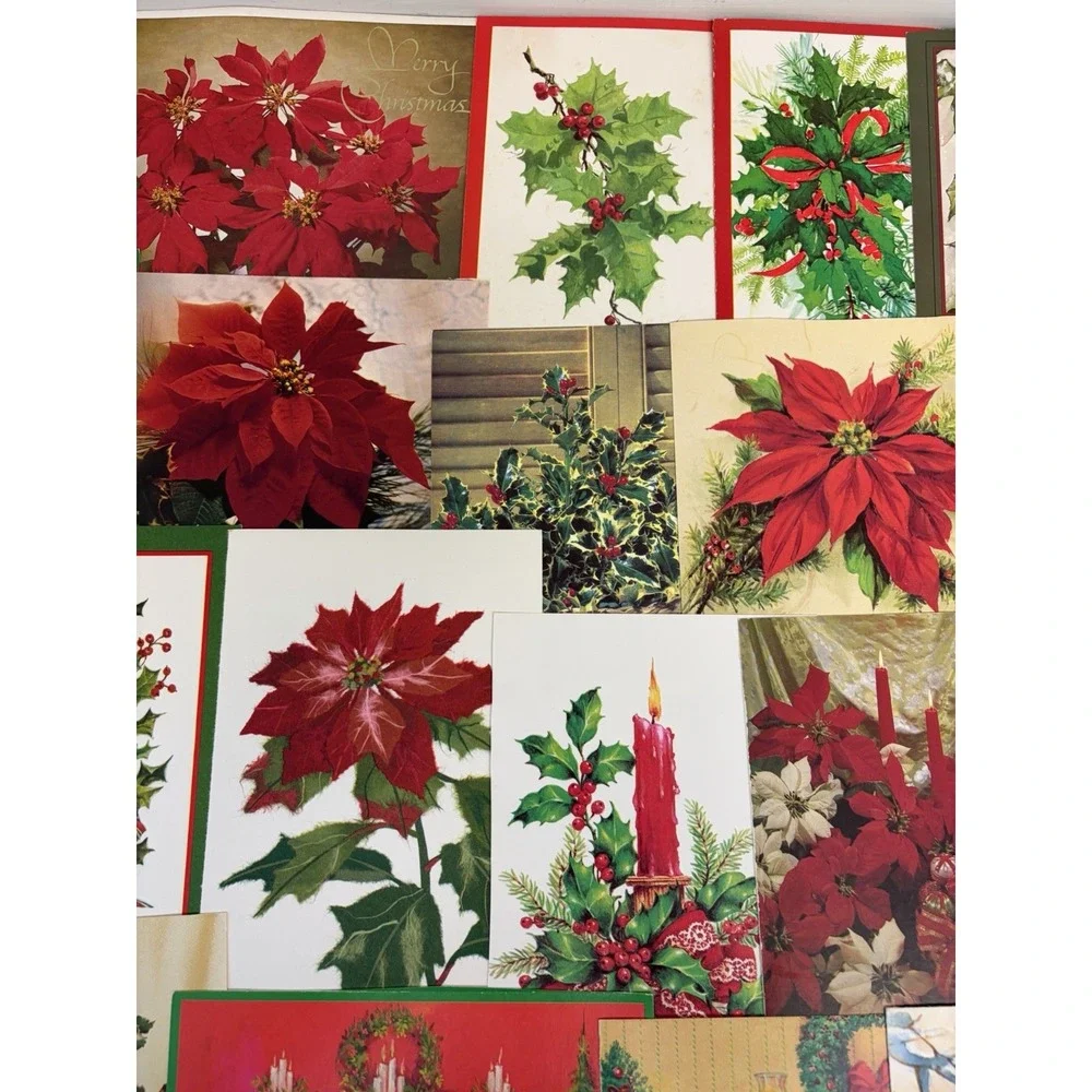Vintage Christmas Cards Fronts ONLY Greenery Trees Wreaths Scrapbook Crafts 50+